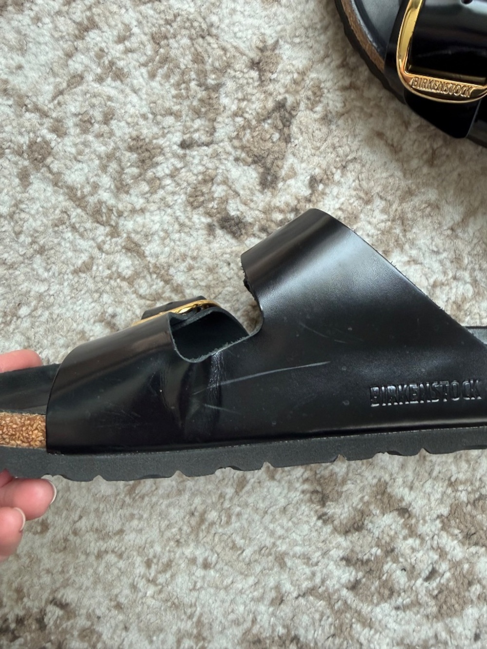 Birkenstock Arizona Big Buckle High Shine Sandals in Black Size 38 - Picture 10 of 10